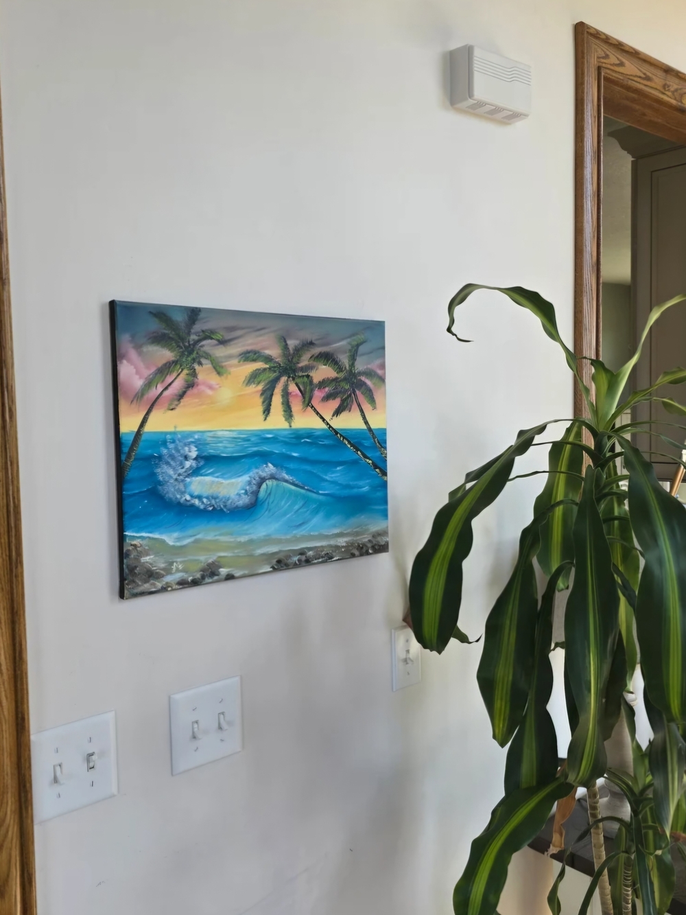 Tropical Sunset Ocean Canvas Wall Art - Blue, Yellow, Pink - Picture 5 of 5
